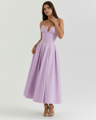 Abito midi Amalfi viola corsetto Bella di Roma – taglie XS-XL