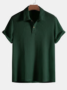 Polo da uomo in maglia waffle con colletto e bottoni