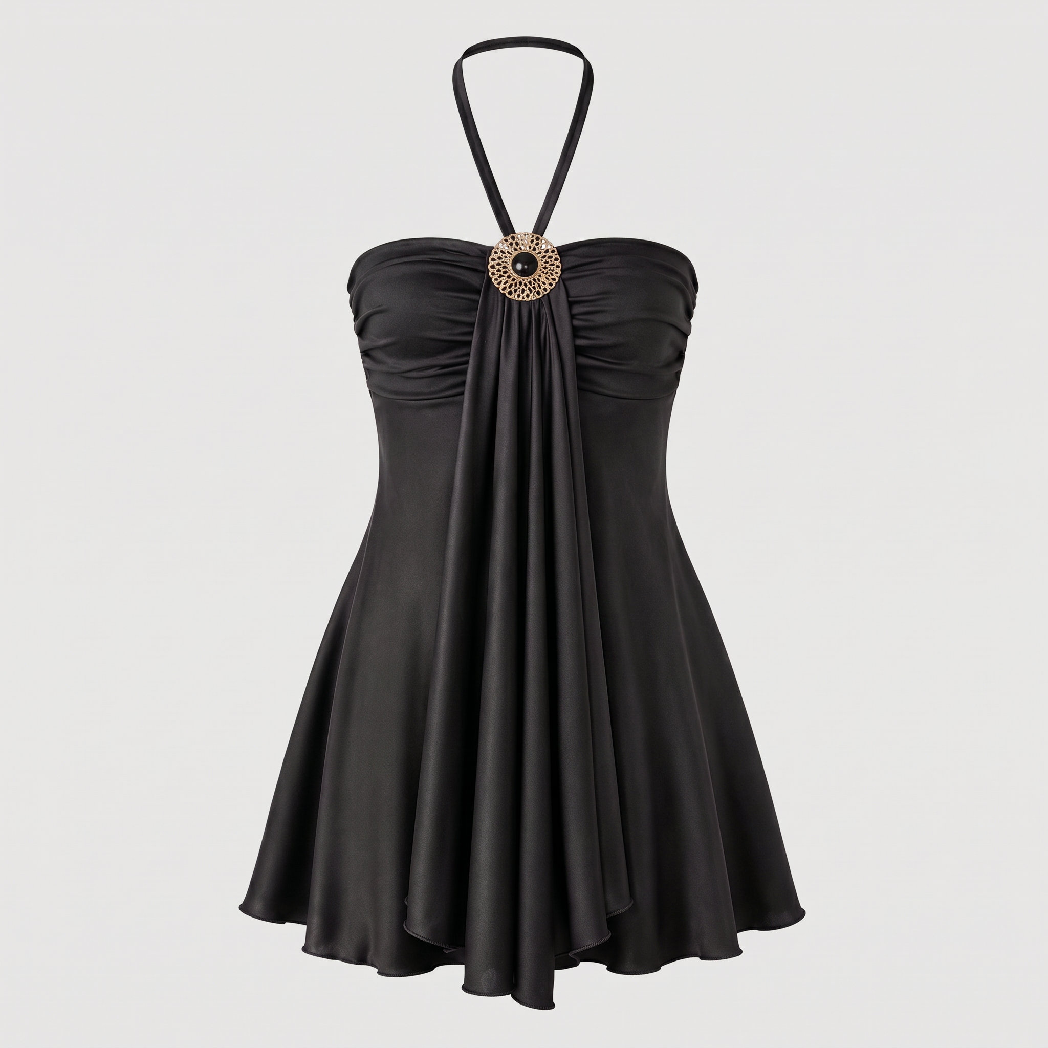 Abito midi viola drappeggio romantico Bella di Roma – dettaglio drappeggio