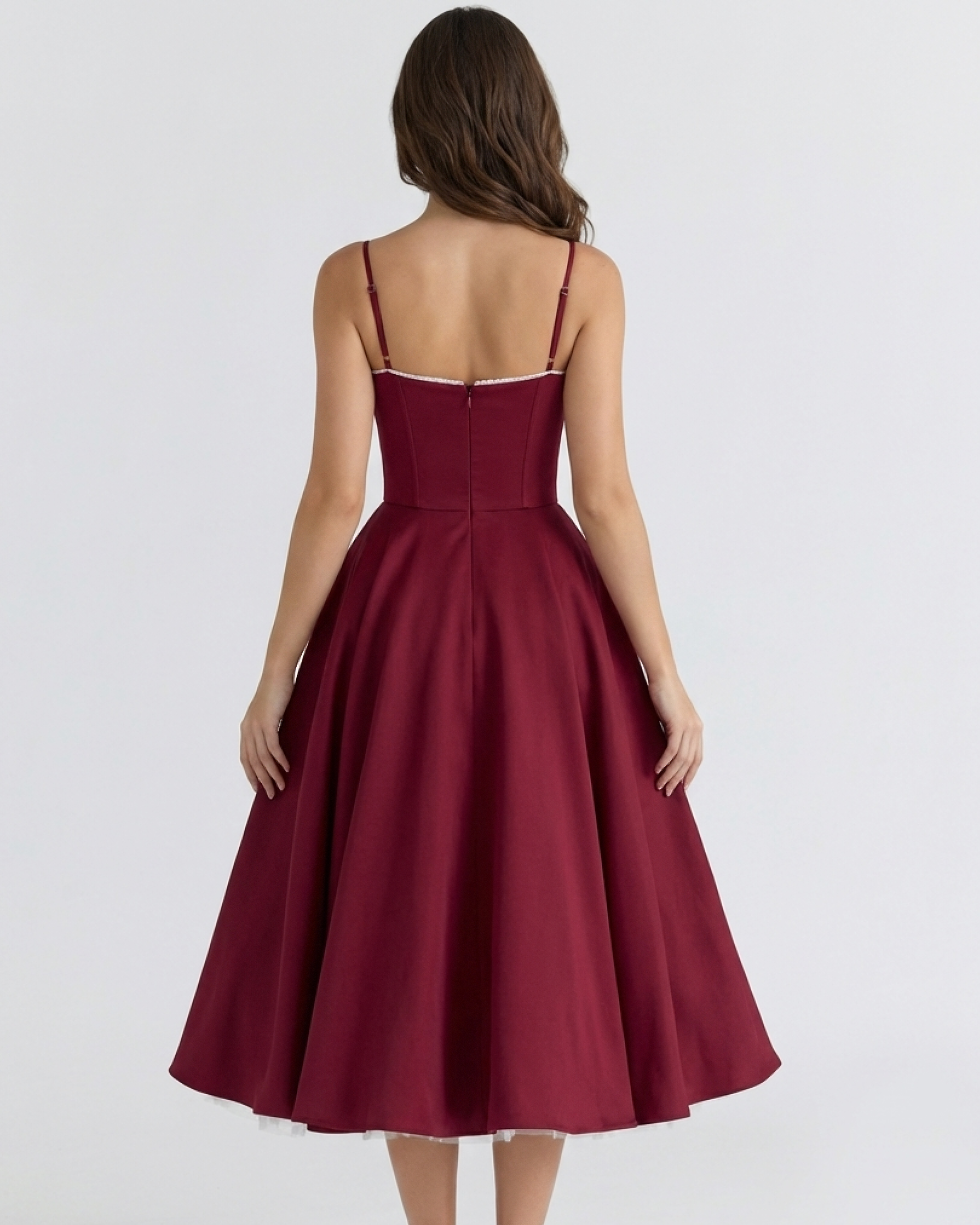 Abito midi Selene bordeaux Bella di Roma – taglie XS-XL