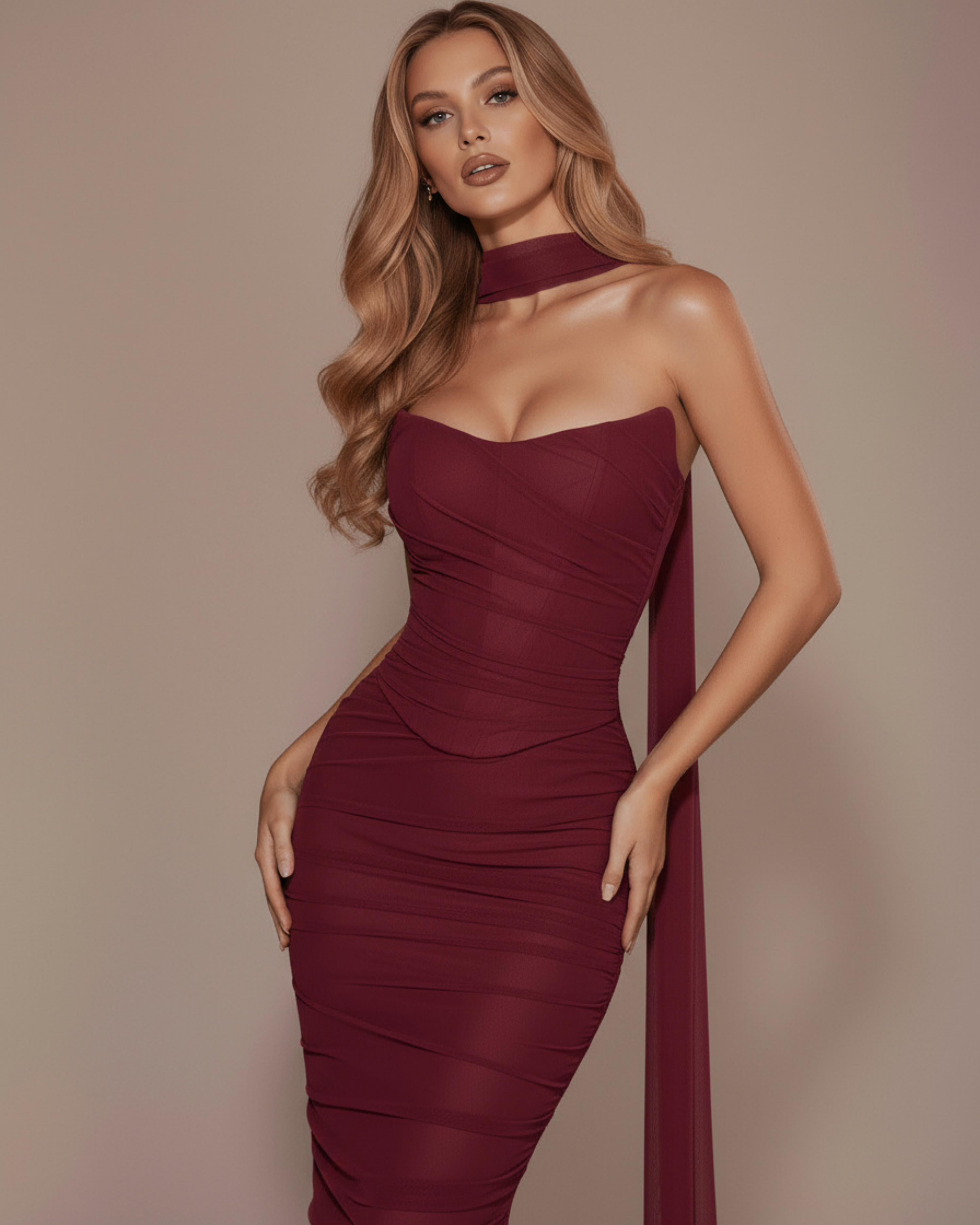 Set tre pezzi Malu borgogna Bella di Roma – rete elasticizzata taglie XS-XL