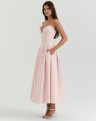 Abito midi Amalfi rosa corsetto Bella di Roma – taglie XS-XL