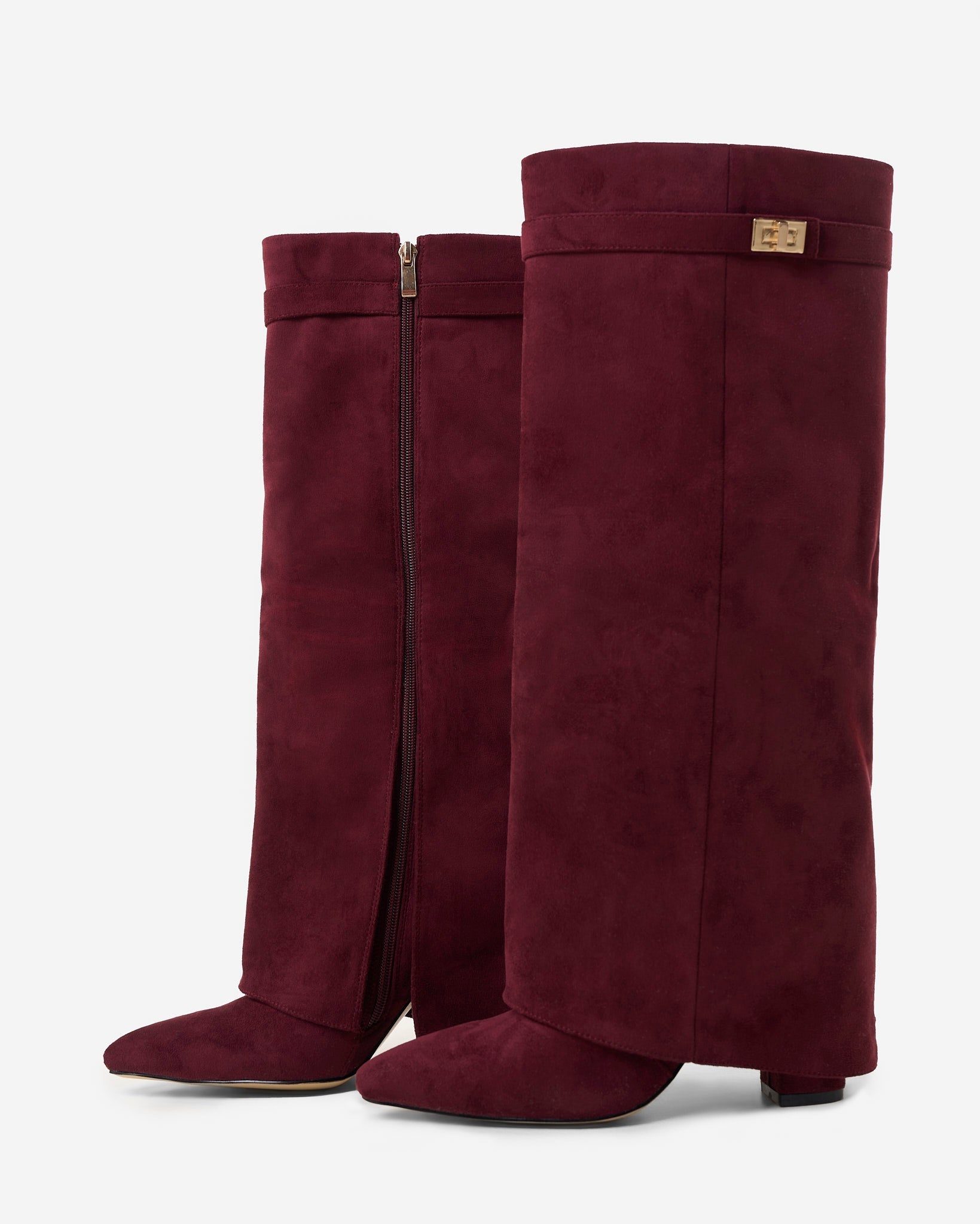 Stivali alti suede Lavista bordeaux Bella di Roma – vista laterale