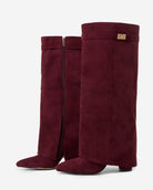 Stivali alti suede Lavista bordeaux Bella di Roma – vista laterale