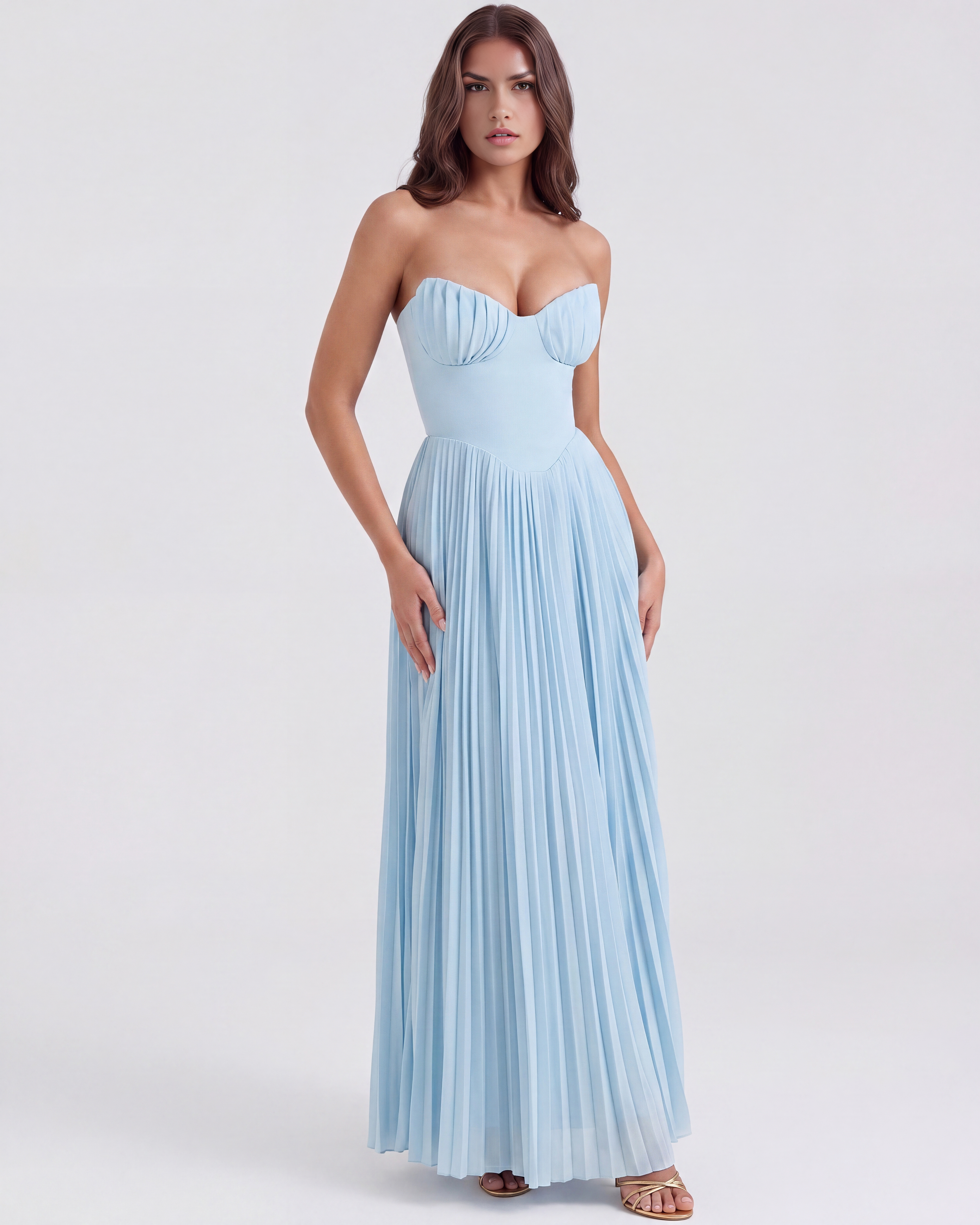 Abito Maxi Siena Azzurro Baby Bella di Roma – dettaglio