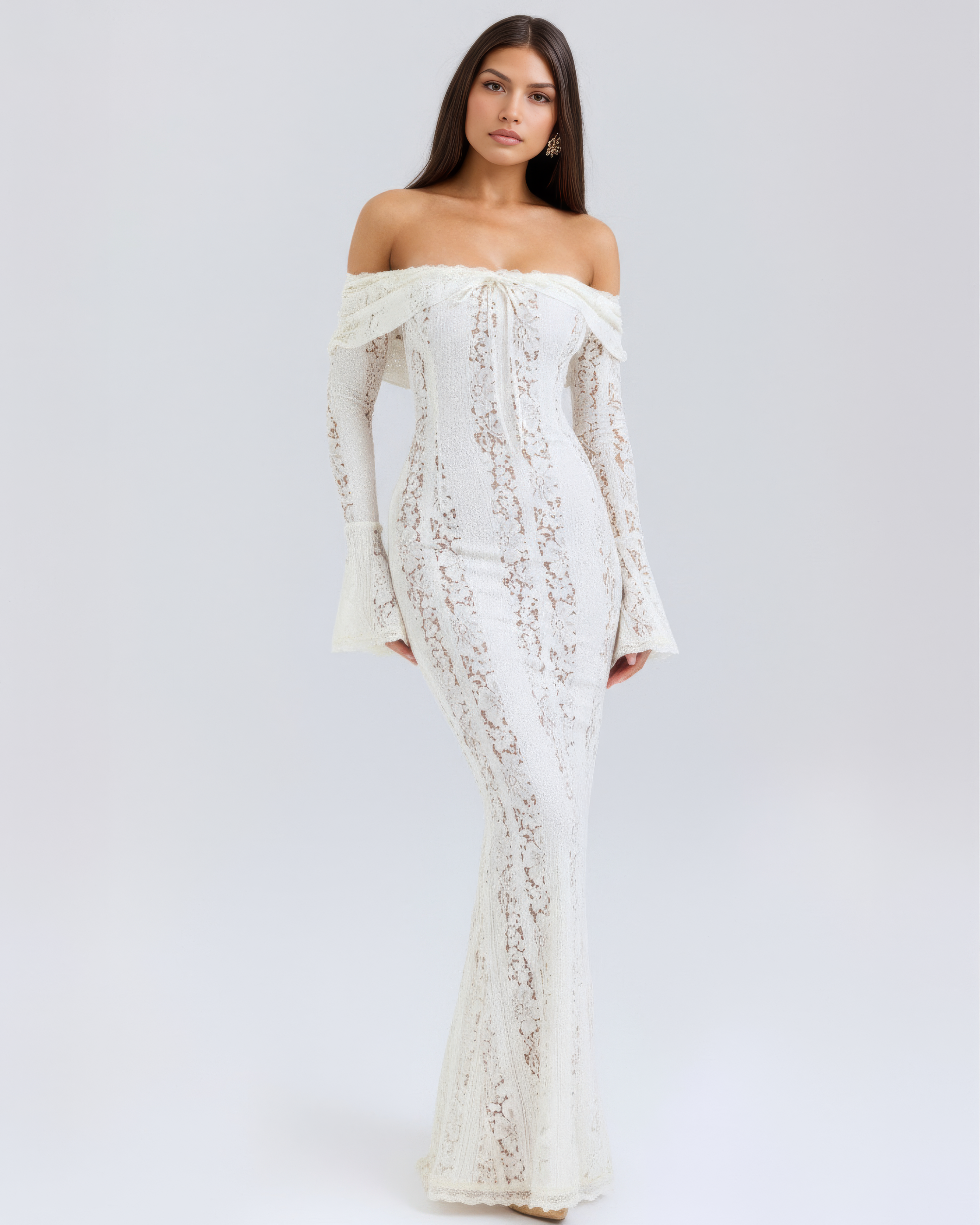 Abito Maxi Alessandra Bianco Bella di Roma – dettaglio