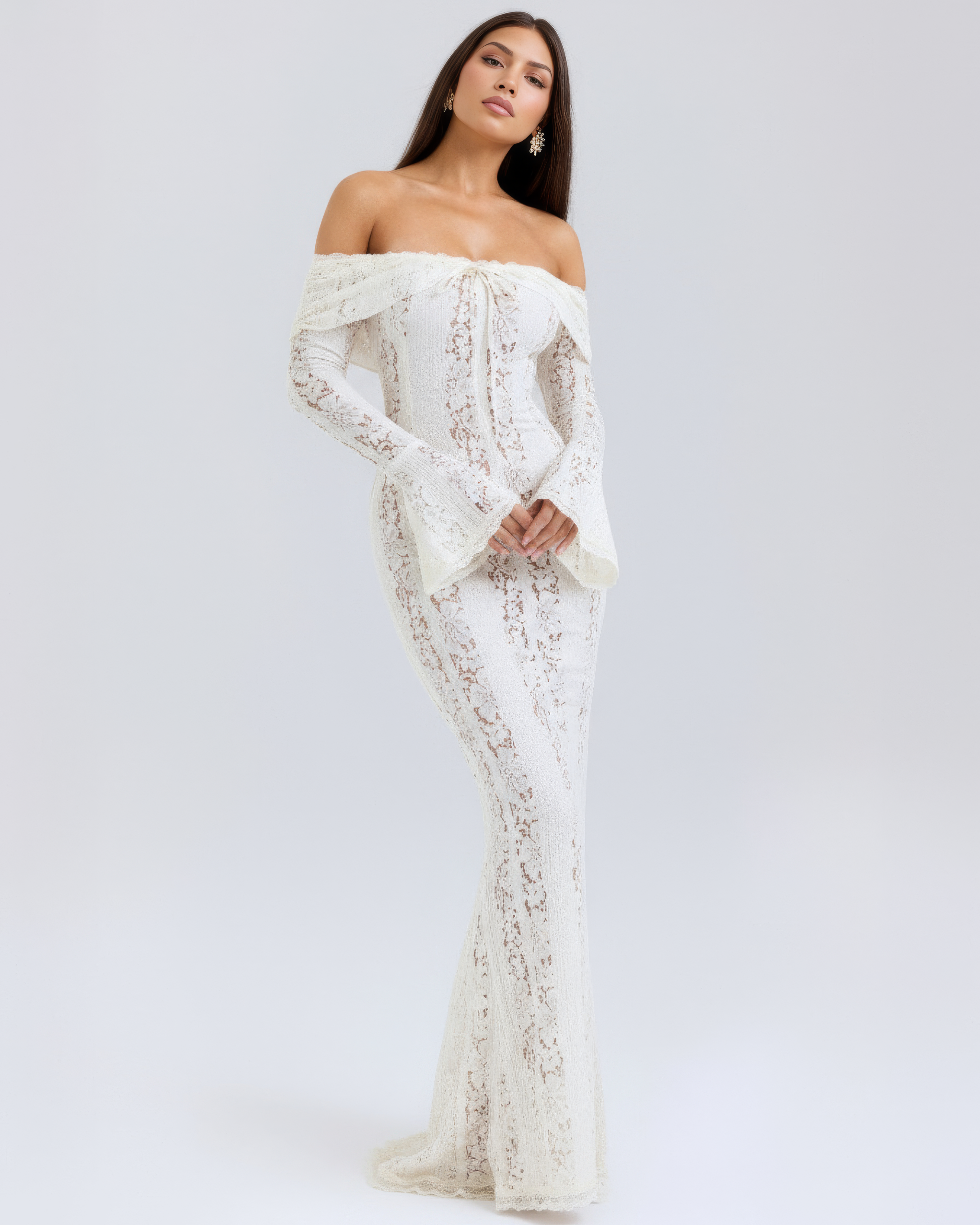 Abito Maxi Alessandra Bianco Bella di Roma – laterale