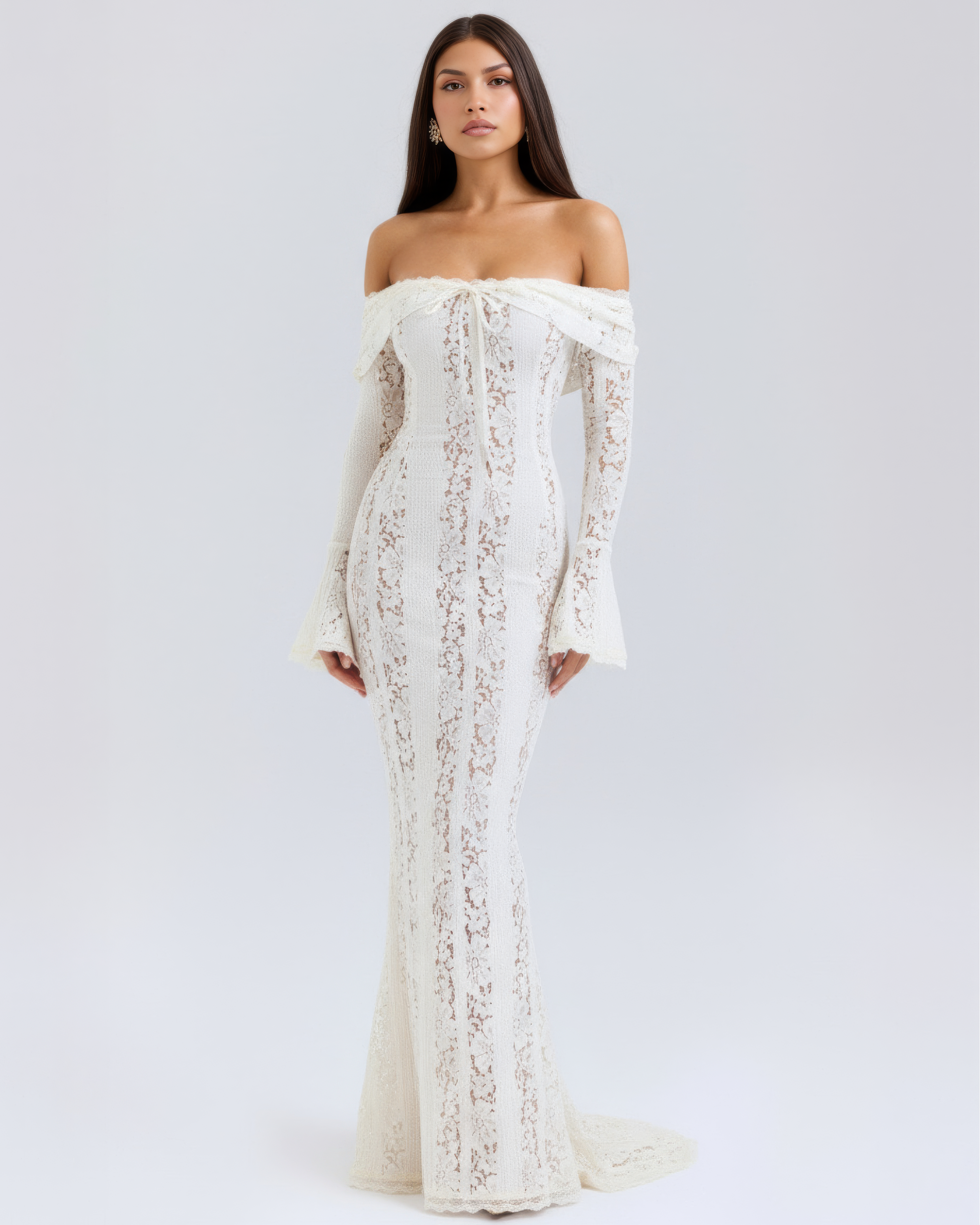 Abito Maxi Alessandra Bianco Bella di Roma – vista frontale