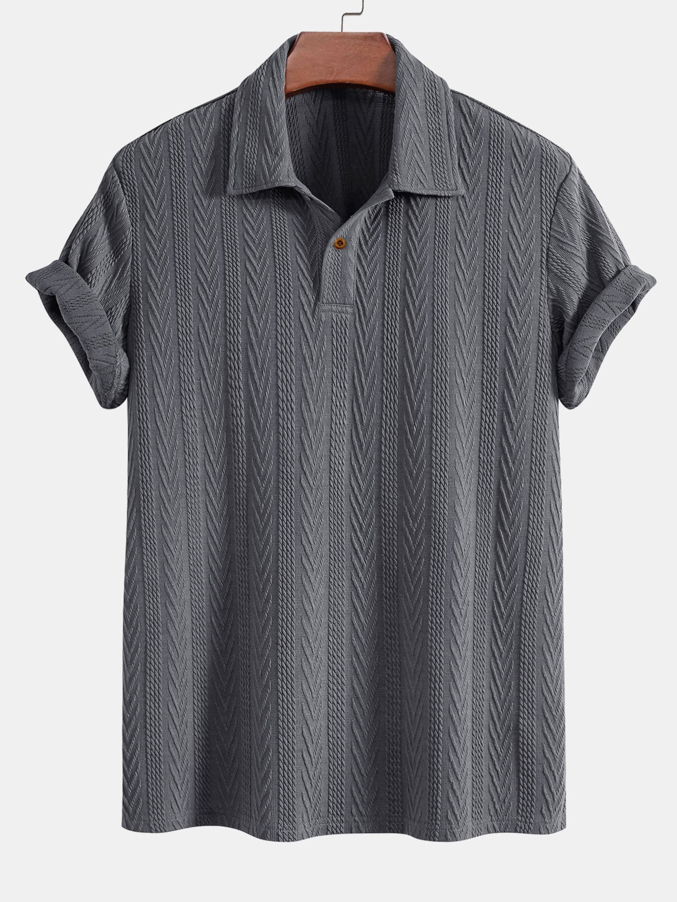 Polo da uomo jacquard a maniche corte con colletto