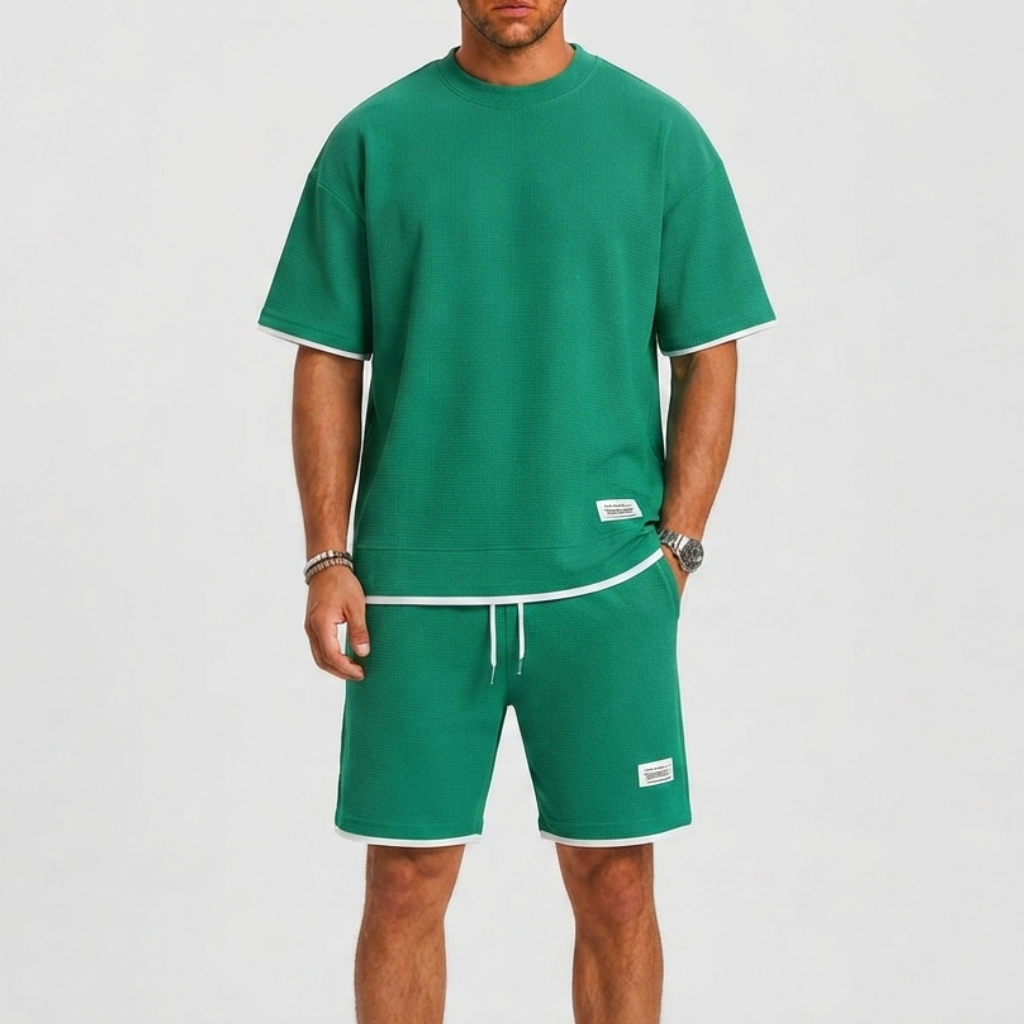 Set uomo con t-shirt e pantaloni corti – vista frontale | Bella di Roma