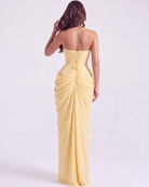 Abito maxi Charlotte corsetto chiffon giallo Bella di Roma – look matrimonio estivo taglie XS-XL