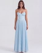 Abito Maxi Siena Azzurro Baby Bella di Roma – vista frontale