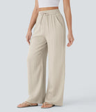 Pantaloni Baggy Casual in Lino Bella di Roma – beige dettaglio