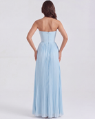 Abito maxi Siena azzurro baby georgette Bella di Roma – taglie XS-XL