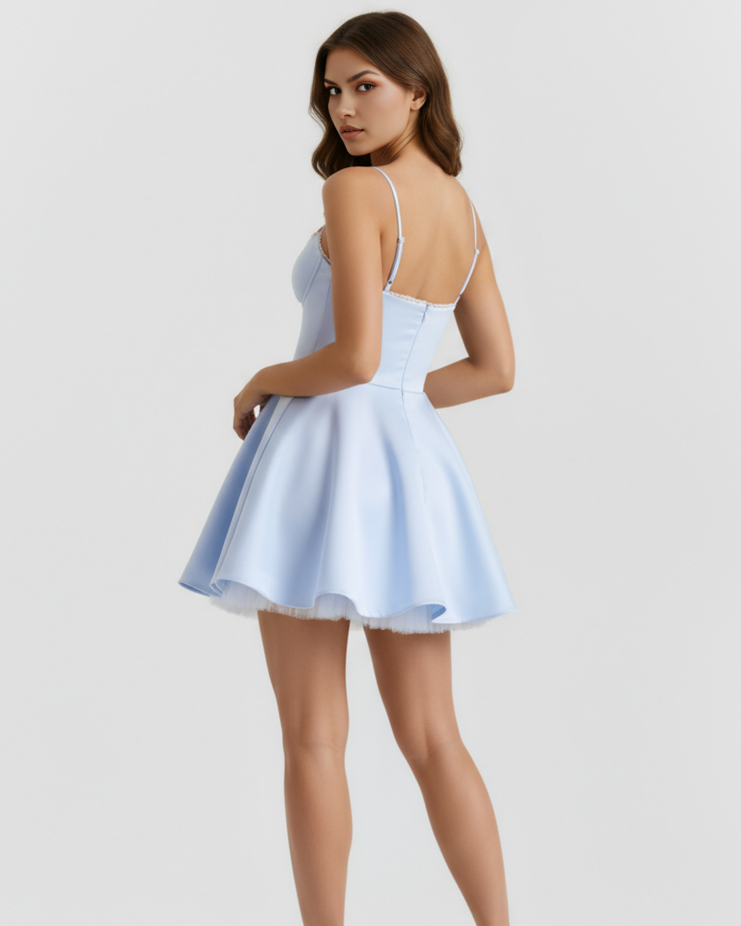 Abito mini Selene azzurro baby tulle Bella di Roma – colore azzurro celestiale