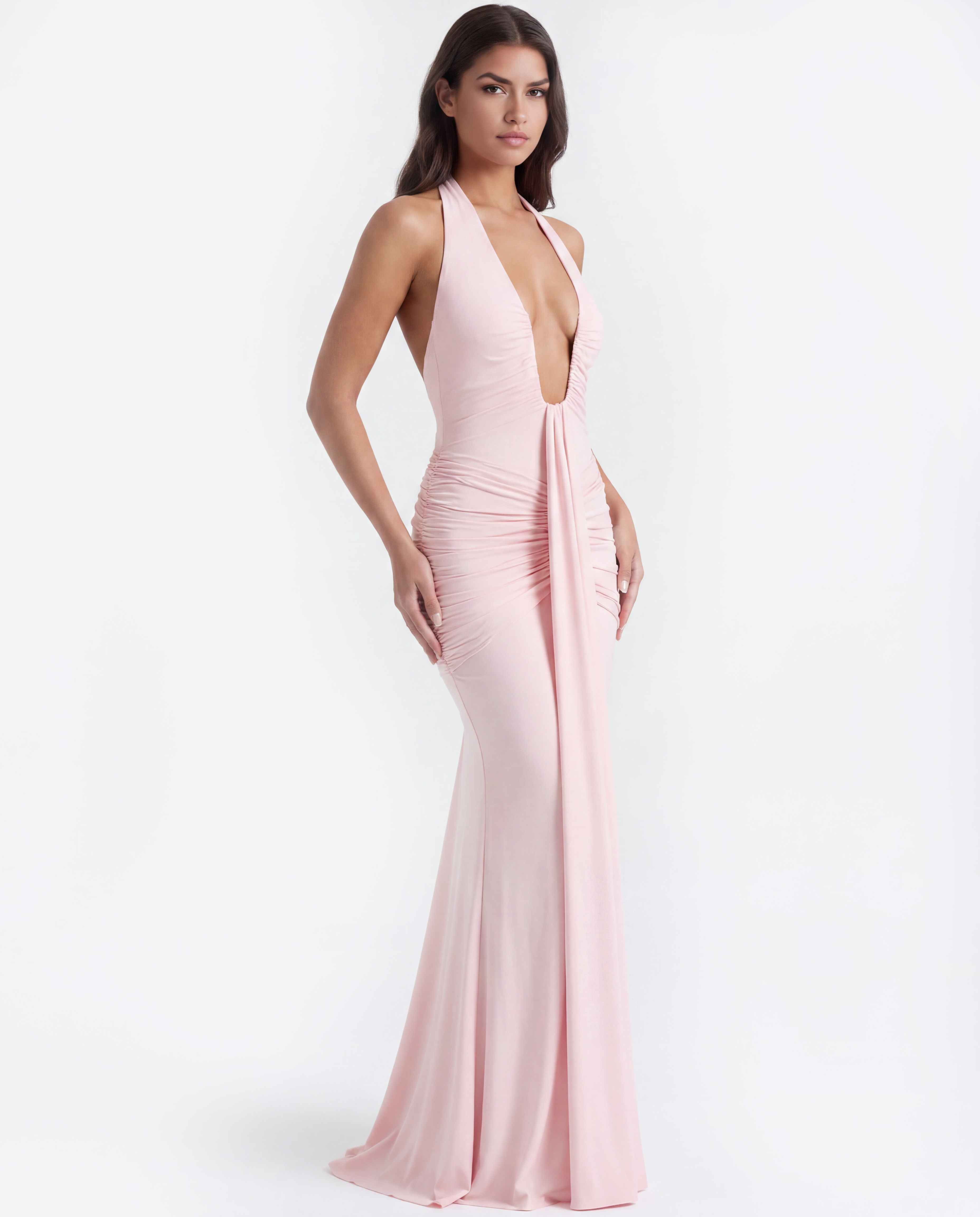 Abito Maxi Ariel Rosa Strascico Bella di Roma – retro