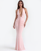 Abito Maxi Ariel Rosa Strascico Bella di Roma – vista frontale