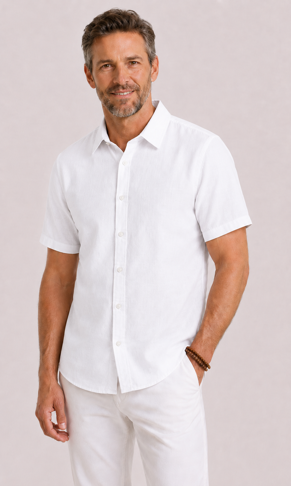 Camicia Uomo in Lino e Cotone a Maniche Corte | Bella di Roma