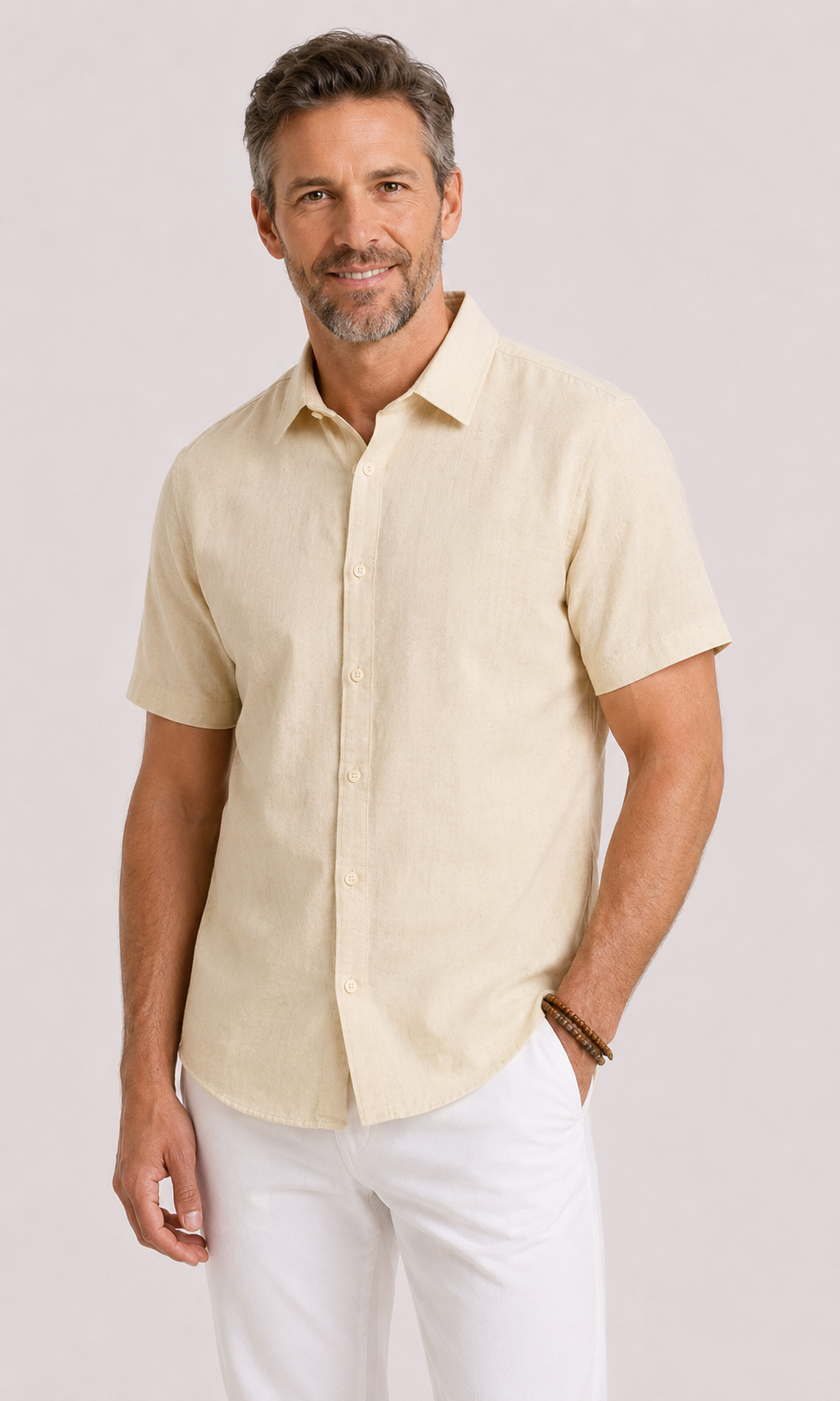 Camicia Uomo in Lino e Cotone a Maniche Corte | Bella di Roma