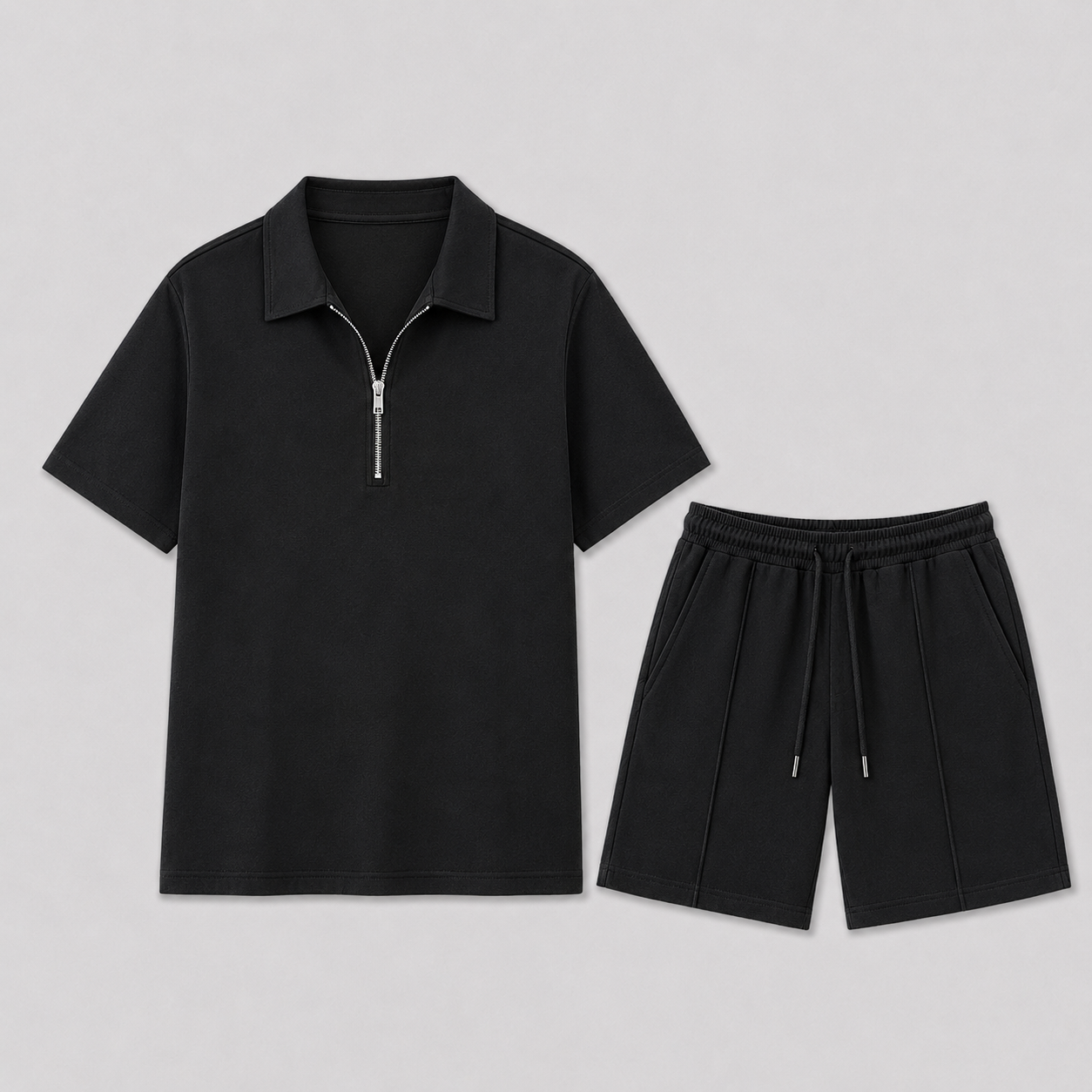 Set polo uomo con zip e pantaloni corti estivi | Bella di Roma