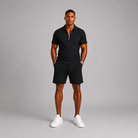 Set polo uomo con zip e pantaloni corti – set coordinato | Bella di Roma