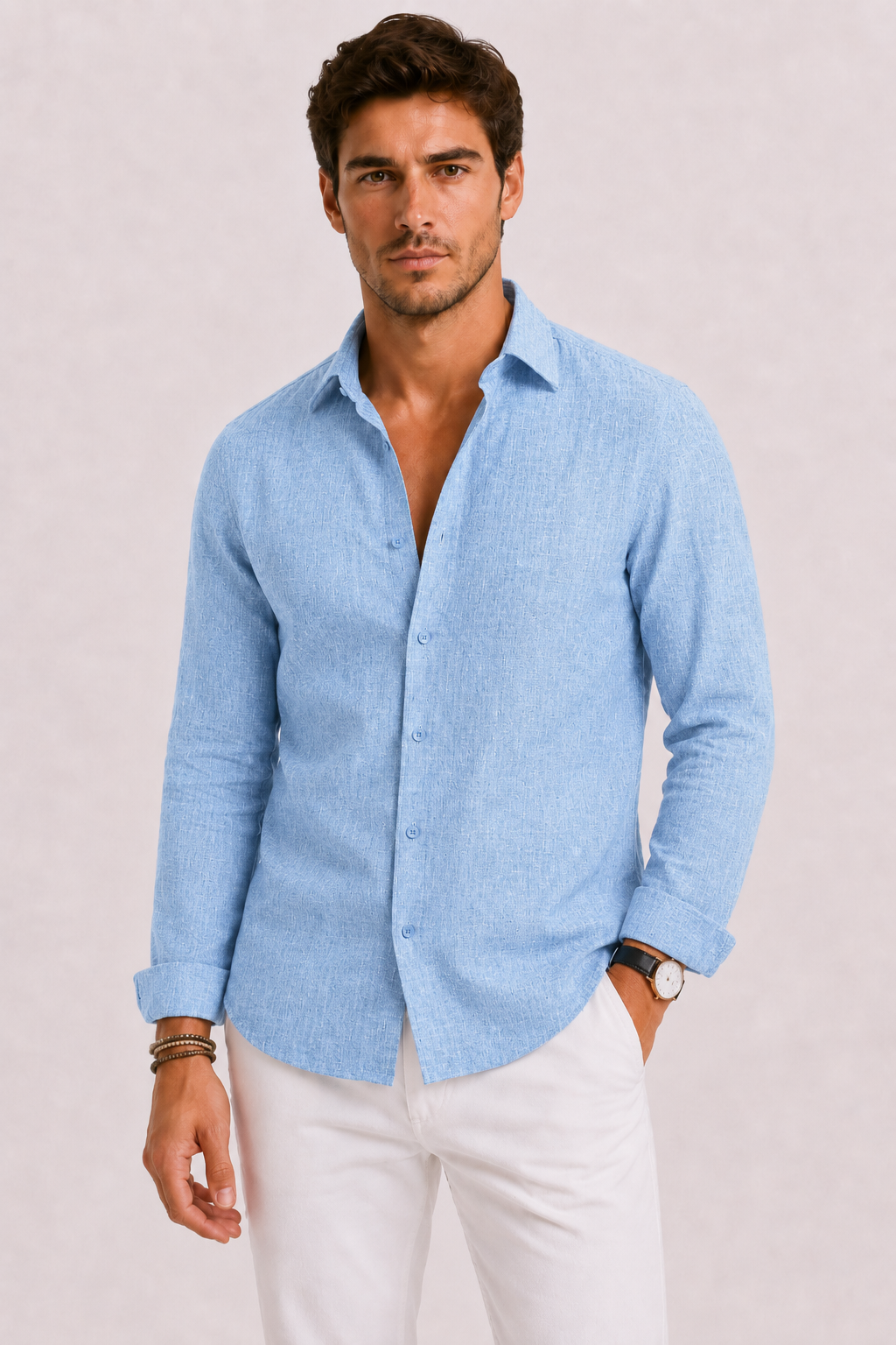 Camicia Uomo in Lino a Maniche Lunghe | Bella di Roma
