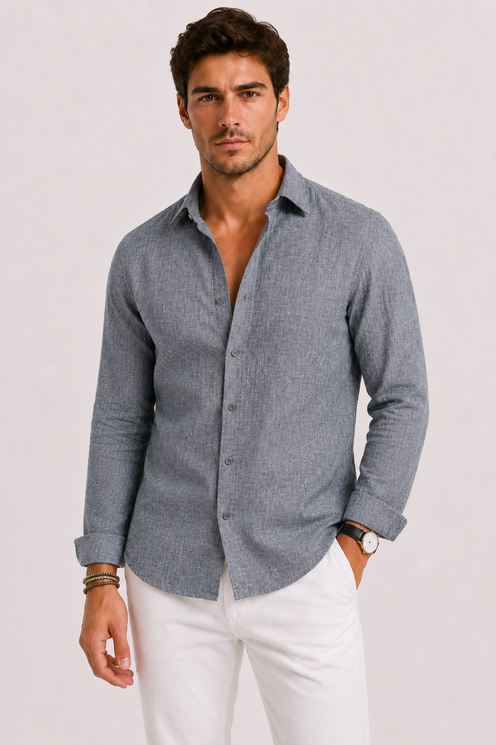 Camicia Uomo in Lino a Maniche Lunghe | Bella di Roma