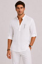 Camicia Uomo in Lino con Collo Henley | Bella di Roma