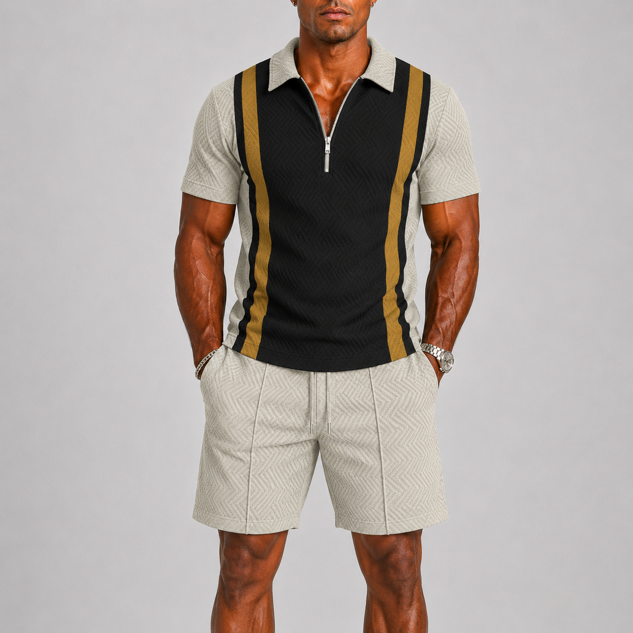 Completo estivo uomo con polo e pantaloni corti – set coordinato | Bella di Roma
