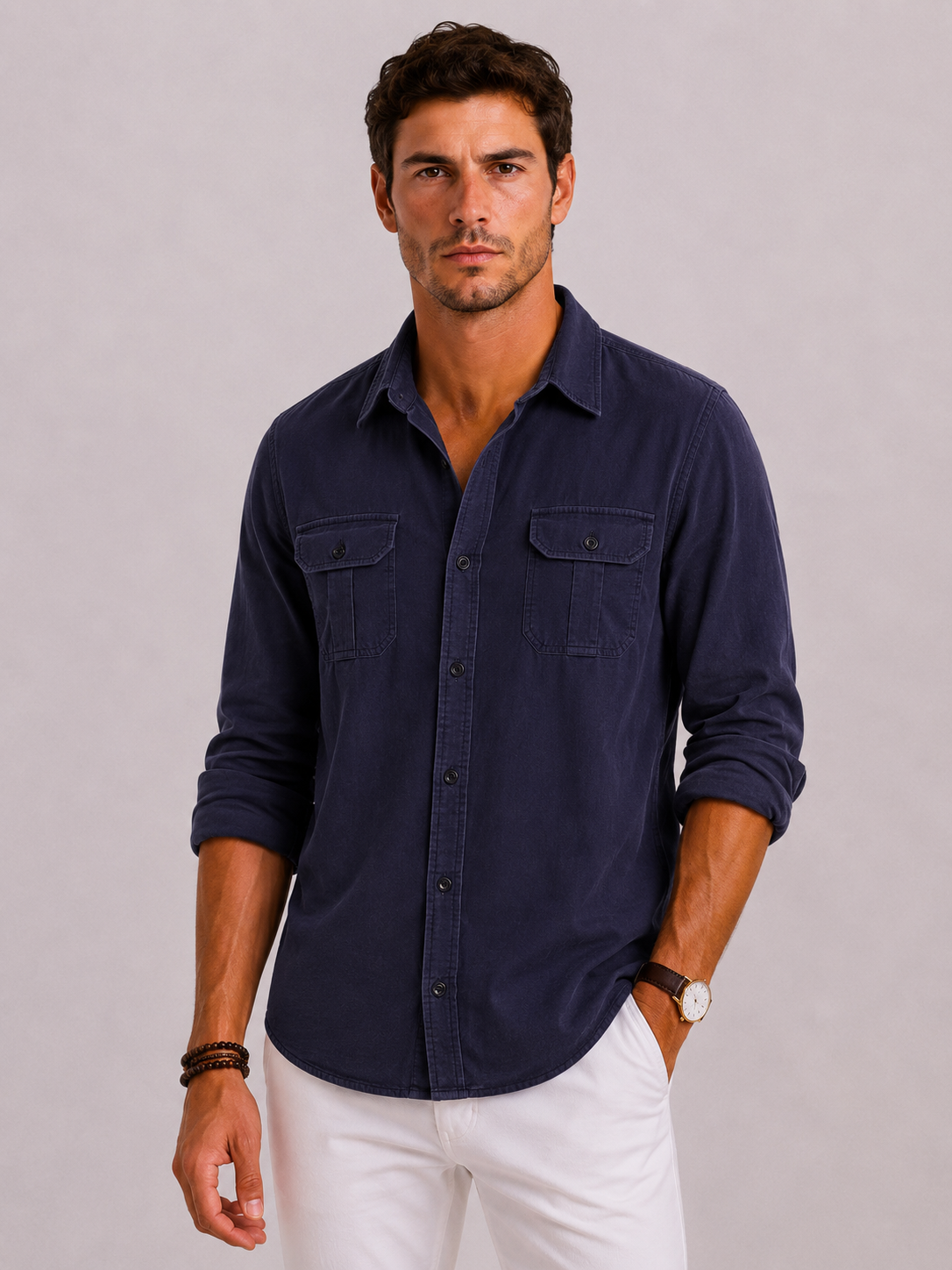 Camicia Casual Uomo con Tasche sul Petto | Bella di Roma