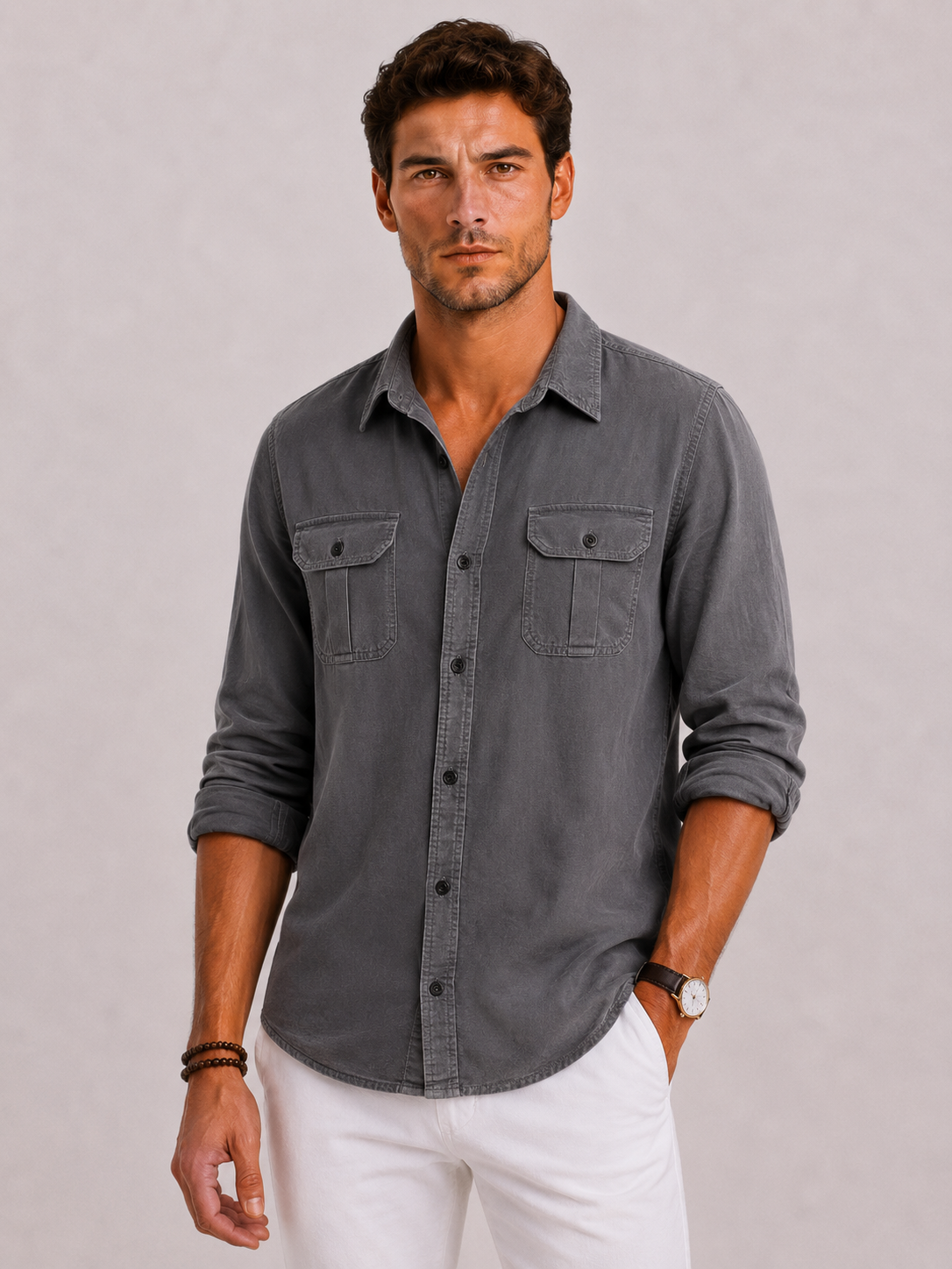 Camicia Casual Uomo con Tasche sul Petto | Bella di Roma
