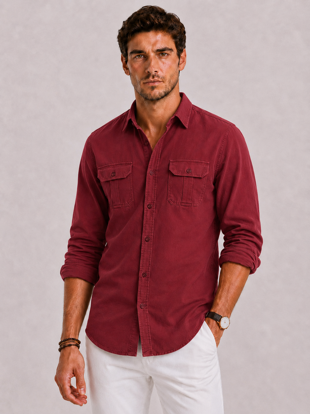 Camicia Casual Uomo con Tasche sul Petto | Bella di Roma