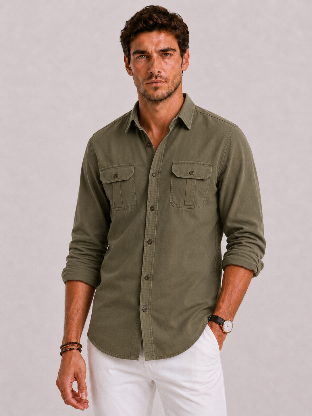 Camicia Casual Uomo con Tasche sul Petto | Bella di Roma