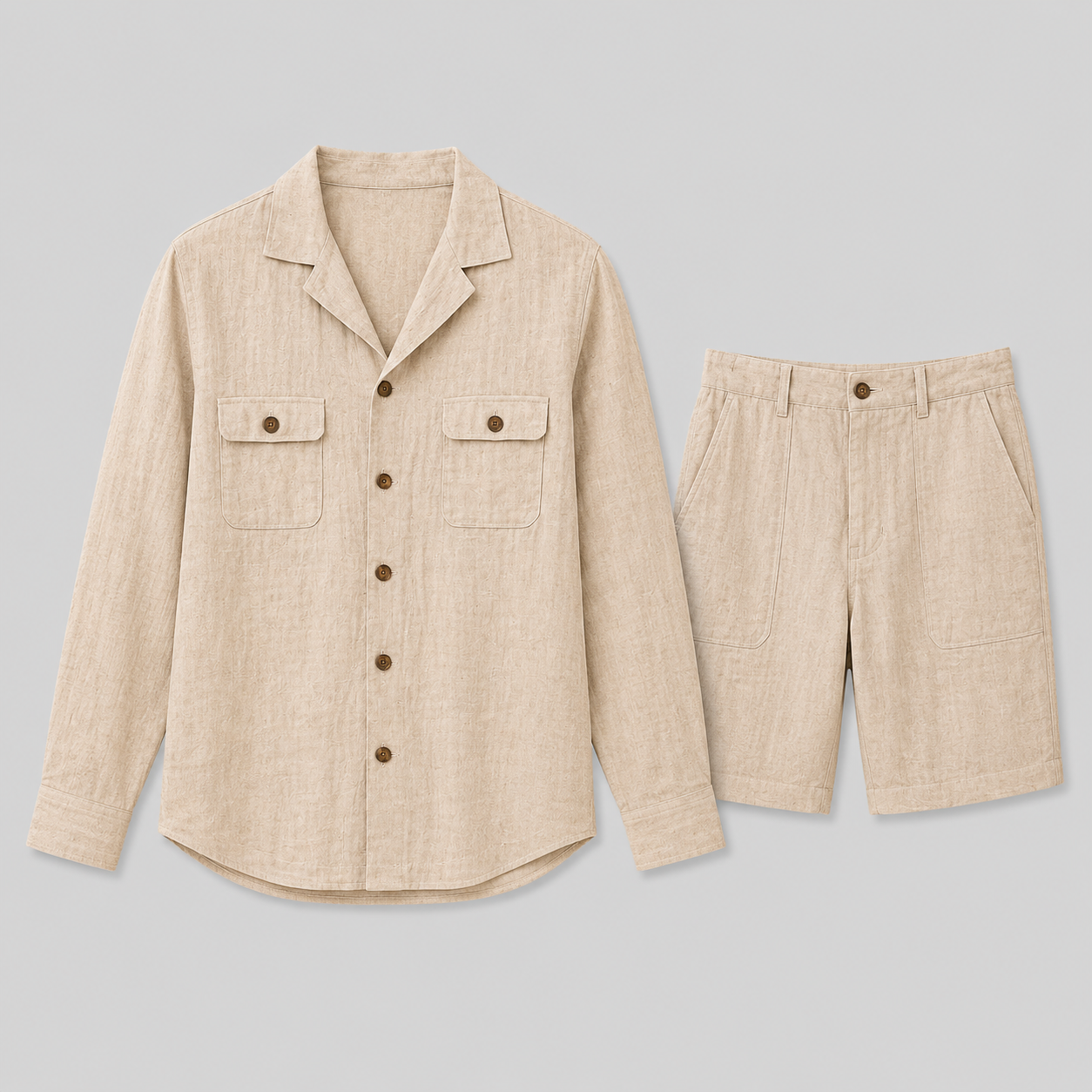 Set uomo in lino con camicia e pantaloni corti | Bella di Roma