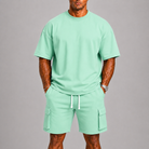 Completo estivo uomo con pantaloni cargo corti – set coordinato | Bella di Roma
