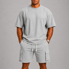 Completo uomo con pantaloni cargo corti – variante di colore | Bella di Roma