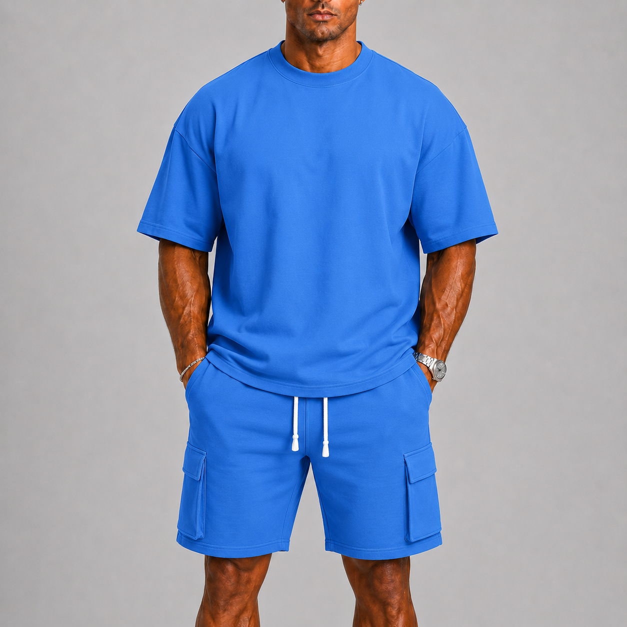 Completo uomo con pantaloni cargo – dettaglio delle tasche | Bella di Roma