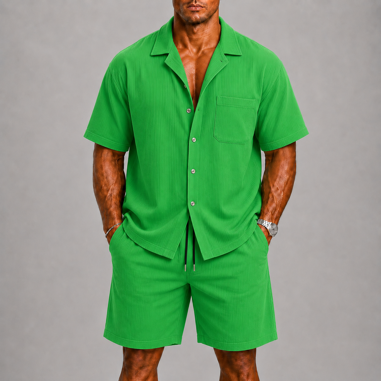 Completo estivo uomo con pantaloni corti – set coordinato | Bella di Roma