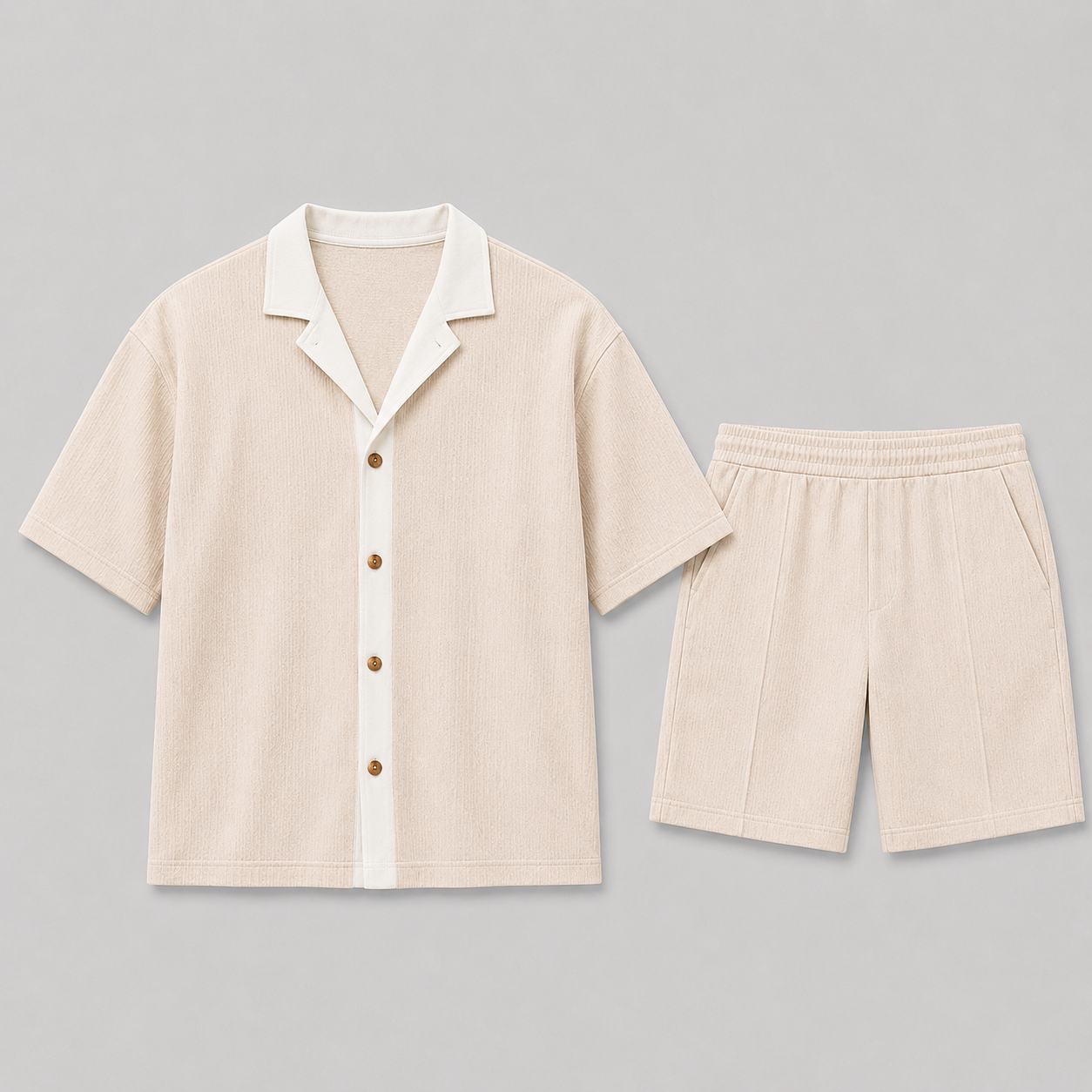 Set estivo uomo a nido d'ape con pantaloni corti | Bella di Roma