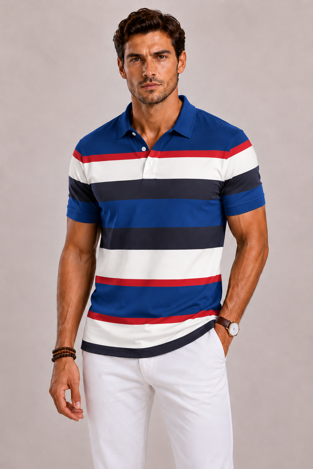 Polo retro da uomo con strisce larghe | Lunelle