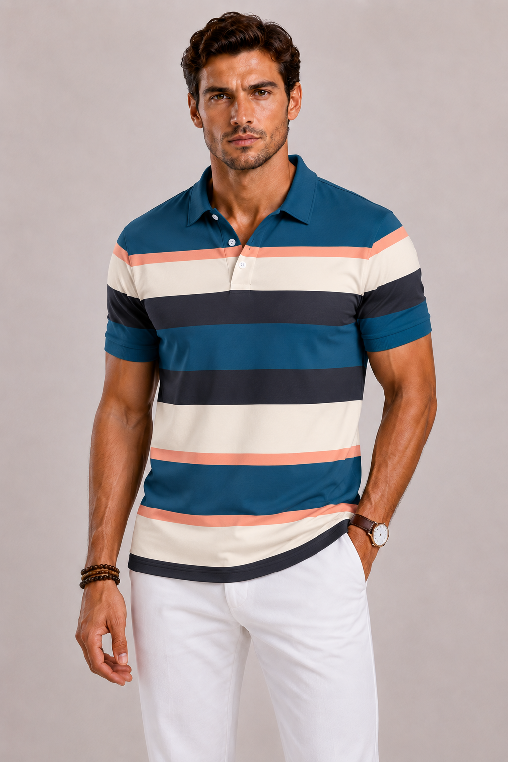 Polo retro da uomo con strisce larghe | Lunelle