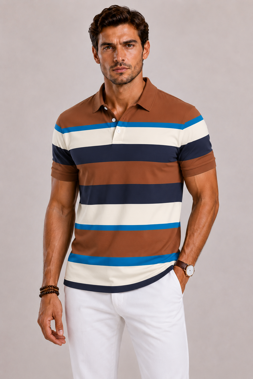 Polo retro da uomo con strisce larghe | Lunelle