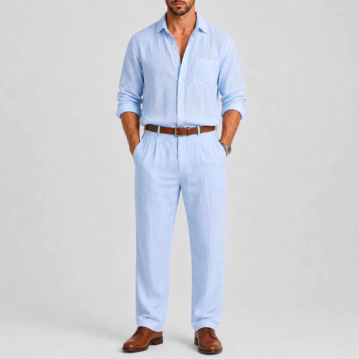 Completo uomo in lino – eleganza mediterranea | Bella di Roma