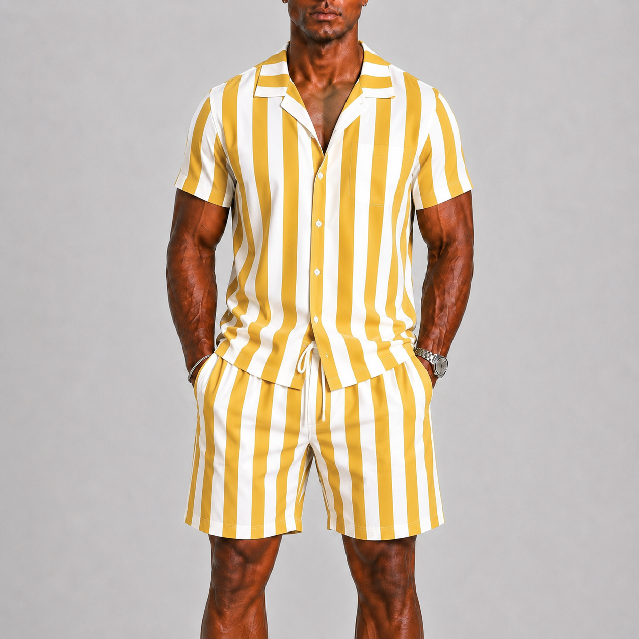 Completo estivo uomo a righe – vista frontale | Bella di Roma