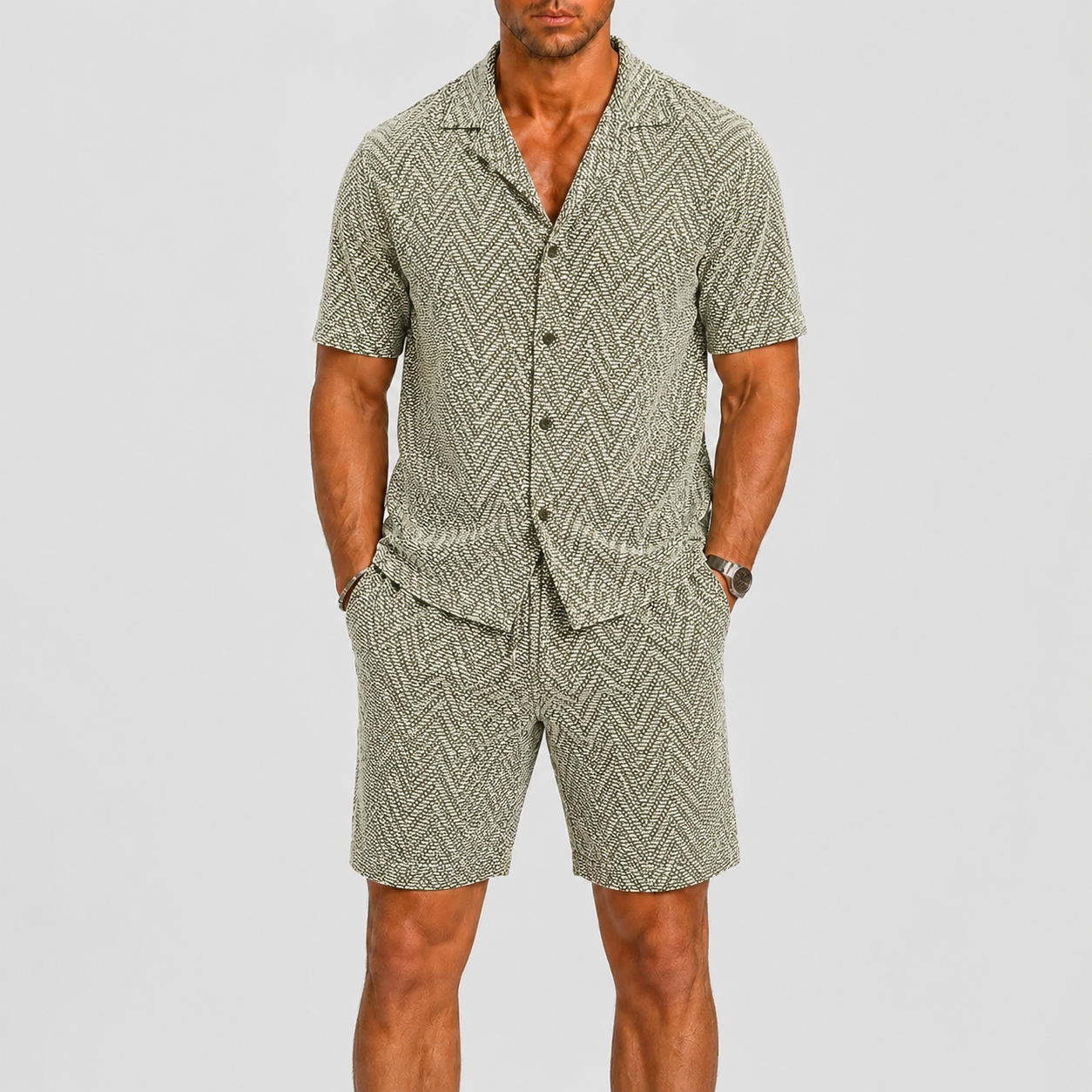 Completo estivo uomo in jacquard – dettaglio della texture | Bella di Roma