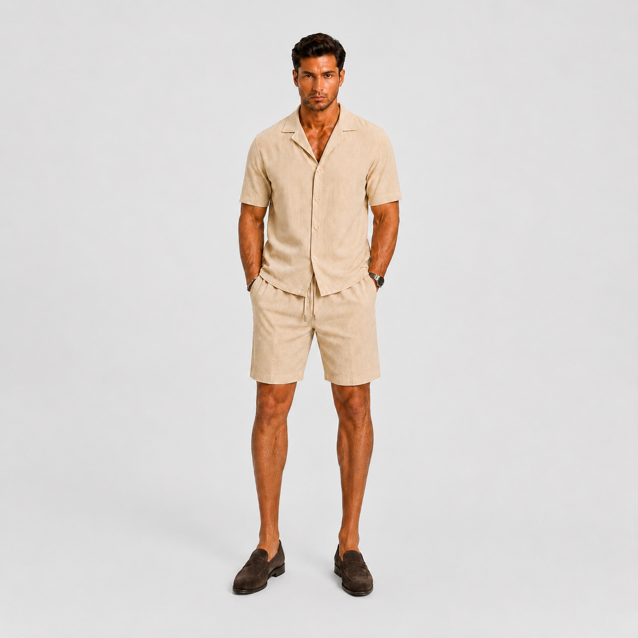 Set estivo uomo in lino – vista frontale | Bella di Roma