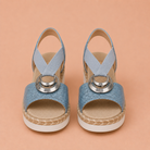 Sandalo Yolanda Zeppa Espadrille Azzurro dettaglio | Bella di Roma