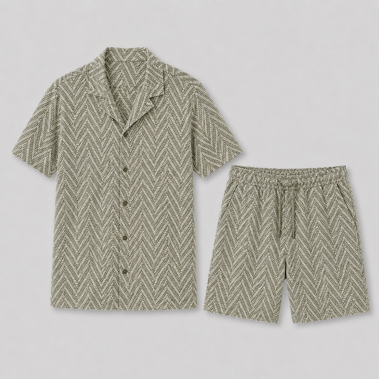 Completo estivo uomo con motivo geometrico in jacquard | Bella di Roma