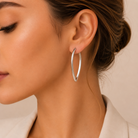 Orecchini cerchio grande liscio minimalista argento | Bella di Roma