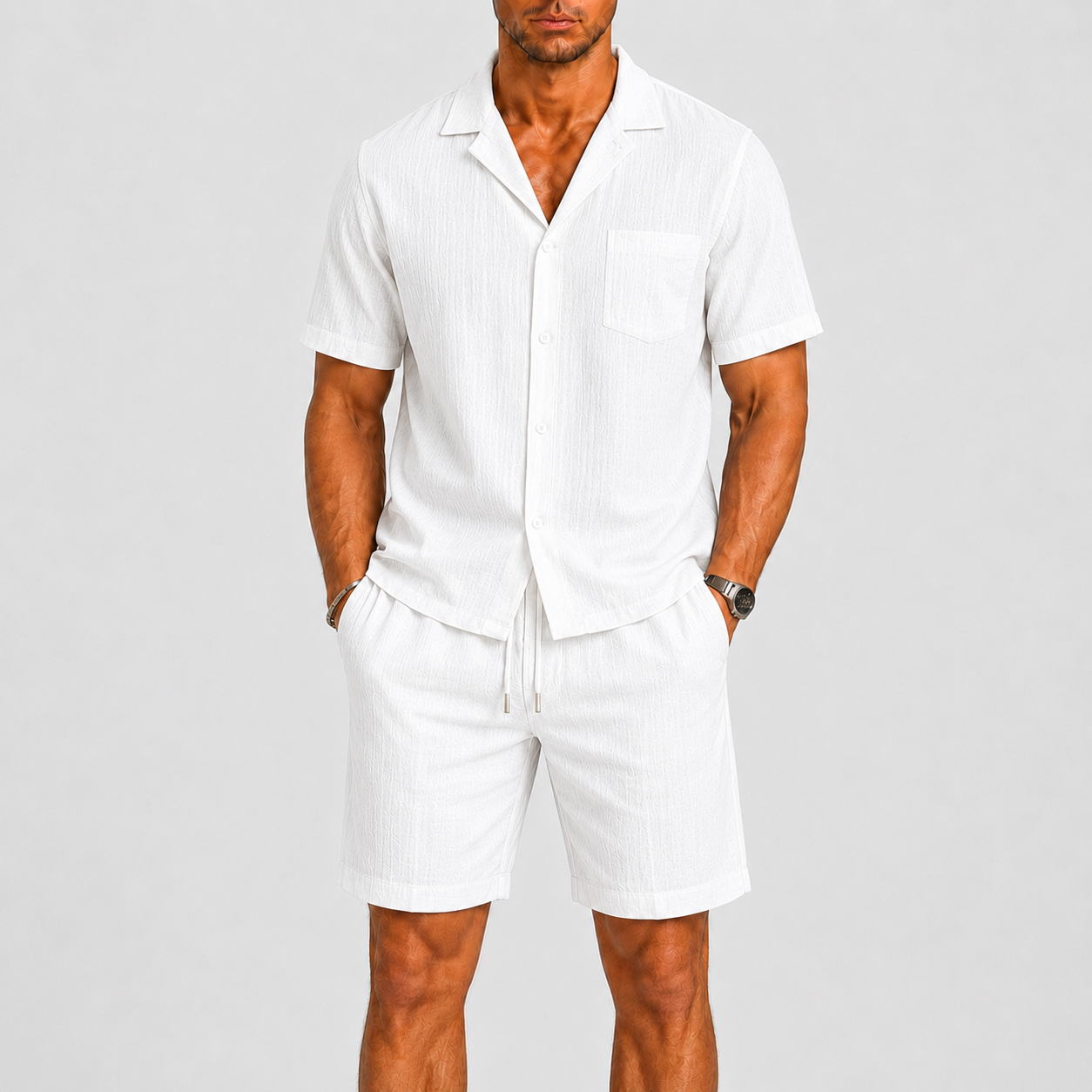 Completo estivo uomo con pantaloni corti – variante di colore | Bella di Roma